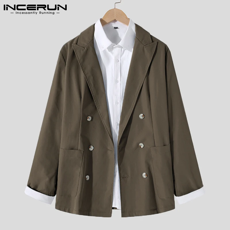 2021 Men Blazer Lapel Long Sleeve Double Breasted Elegant Business Casual Suits Streetwear Solid Color Autumn Men Coats INCERUN
2021 Men Blazer Lapel Long Sleeve Double Breasted Elegant Business Casual Suits Streetwear Solid Color Autumn Men Coats INCERUN