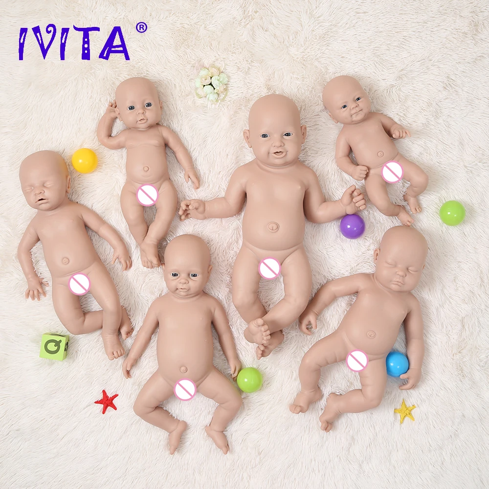 IVITA 100% силиконовая кукла для новорожденных неокрашенные незавершенные куклы