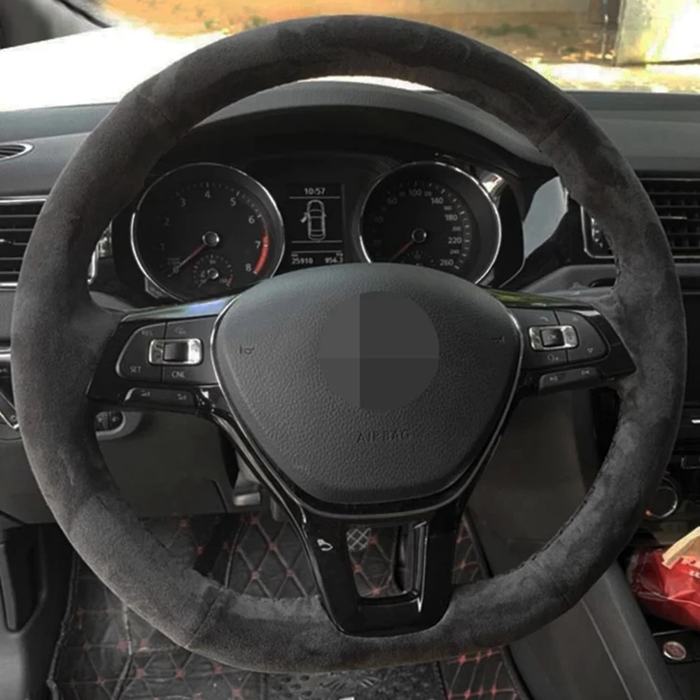 Hand-Stitched Soft Steering Wheel Cover Non-Slip Black Black Suede Car Steering Wheel Cover For Volkswagen Golf 7 Mk7 Passat B8
Hand-Stitched Soft Steering Wheel Cover Non-Slip Black Black Suede Car Steering Wheel Cover For Volkswagen Golf 7 Mk7 Passat B8