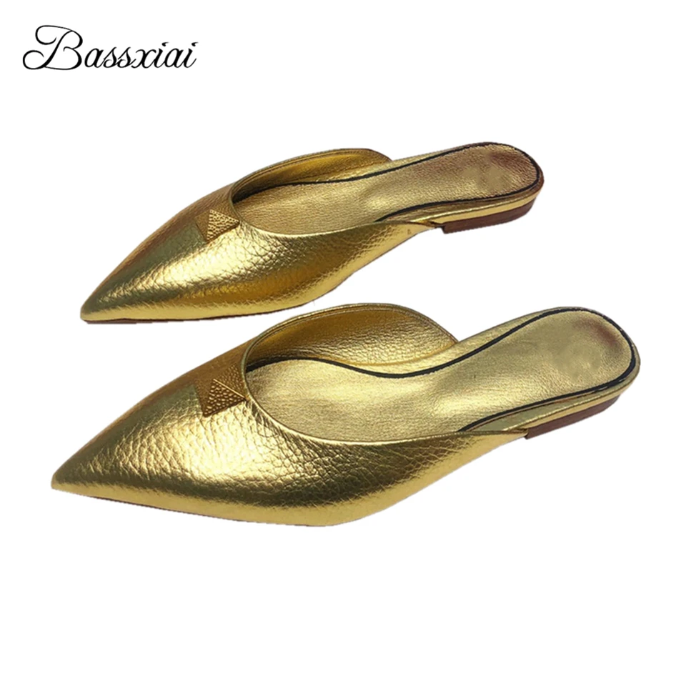 Sexy Point Toe Lazyman Mules For Girls Lady Summer Flat Heel Genuine Leather Rivet Decor Outwear Slippers Women
Sexy Point Toe Lazyman Mules For Girls Lady Summer Flat Heel Genuine Leather Rivet Decor Outwear Slippers Women