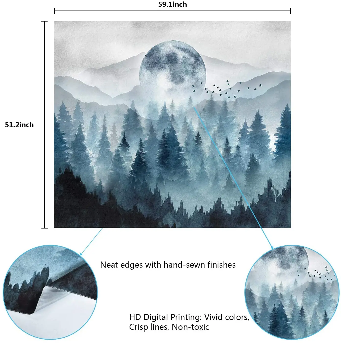 

Misty Forest Tapestry Trees Foggy Magical Mountain Tapestries Nature Landscape Tapestry Wall Hanging Home Decoration for Room