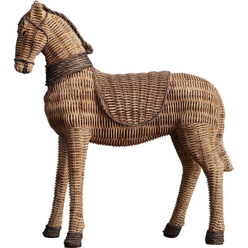Nordic Rattan Weaving Pattern Horse Resin Decoration Living Room Study TV Cabinet Wine Cabinet Home Soft Decoration Furnishings 
Nordic Rattan Weaving Pattern Horse Resin Decoration Living Room Study TV Cabinet Wine Cabinet Home Soft Decoration Furnishings