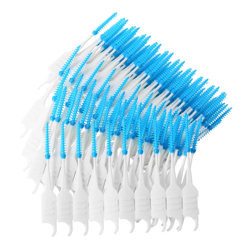 

200Pcs/Box Floss Interdental Brush Teeth Stick Toothpick Soft Silicone Double-ended Tooth Picks Oral Care