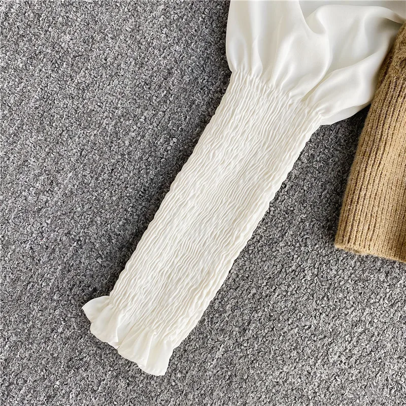 2021 Autumn New Loose Fashion V-neck Lantern Sleeve Patchwork Knitted Cardigan Women Office Lady Short Crop Sweater Coats
2021 Autumn New Loose Fashion V-neck Lantern Sleeve Patchwork Knitted Cardigan Women Office Lady Short Crop Sweater Coats