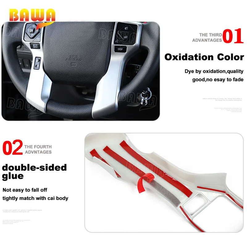 BAWA Interior Mouldings Car Steering Wheel Decoration Cover Stickers Trim Accessories For Toyota 4Runner 2010+ 
BAWA Interior Mouldings Car Steering Wheel Decoration Cover Stickers Trim Accessories For Toyota 4Runner 2010+