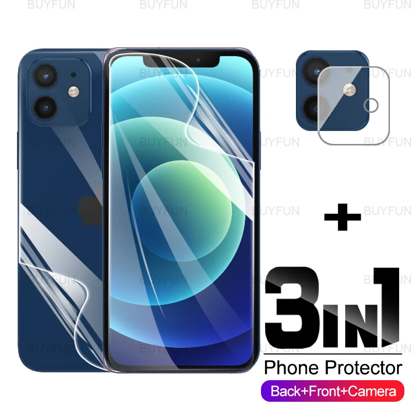 Гидрогелевая пленка для Apple iPhone 12 Pro Max Mini 3 в 1 HD Передняя + Задняя Защита экрана iphne