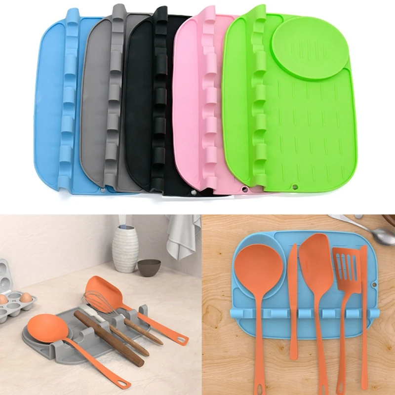 Kitchen Silicone Multi Slots Utensil Rest with Drip Pad Large Heat-Resistant Spoon Shovel Spatula Holder Mat Organizer
Kitchen Silicone Multi Slots Utensil Rest with Drip Pad Large Heat-Resistant Spoon Shovel Spatula Holder Mat Organizer