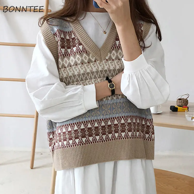 Vests Waistcoats Women Knitted Patchwork Pullover V-neck All-match Inside Womens Students Korean Style Harajuku Vintage Fashion
Vests Waistcoats Women Knitted Patchwork Pullover V-neck All-match Inside Womens Students Korean Style Harajuku Vintage Fashion