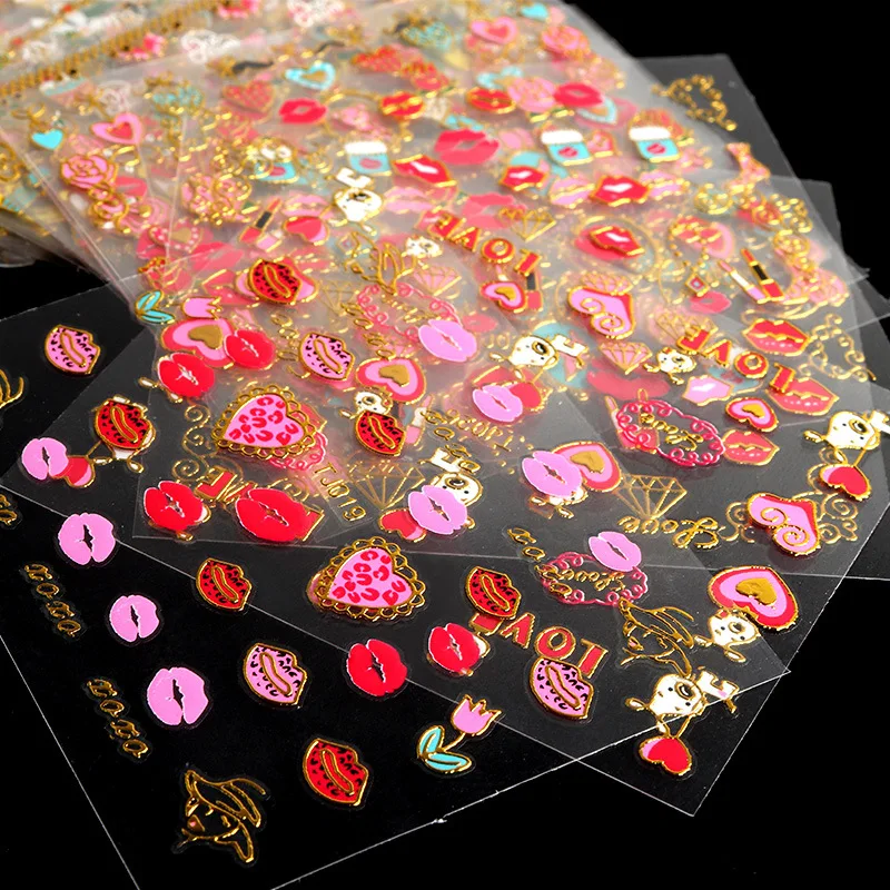 30 pcs/Set 3D Gold-plated Lip Heart Nail Sticker Decals Adhesive Sliders Colorful DIY Golden Nail Transfer Decals Foils Wraps
30 pcs/Set 3D Gold-plated Lip Heart Nail Sticker Decals Adhesive Sliders Colorful DIY Golden Nail Transfer Decals Foils Wraps