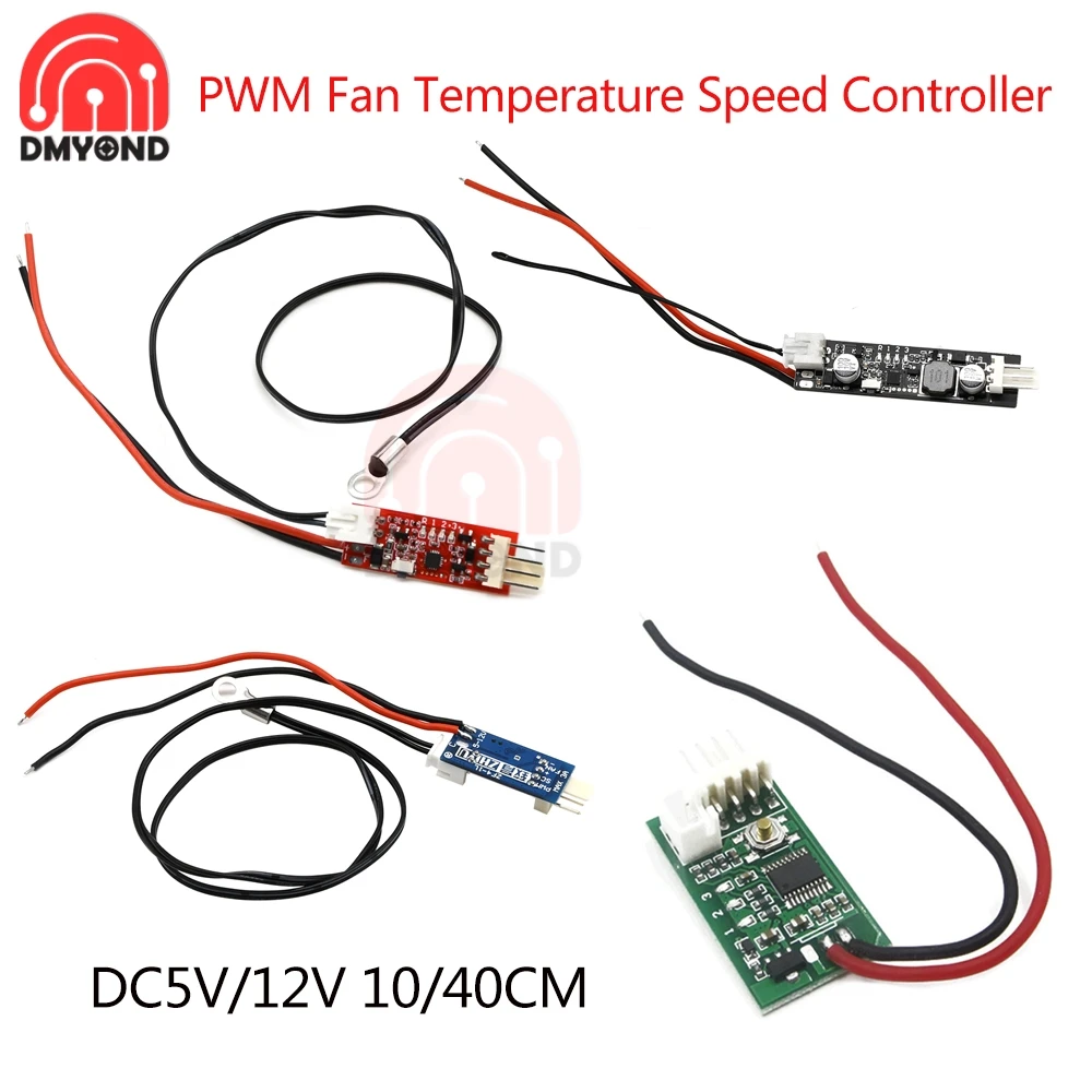 

2-3 4 Wires DC 5V/12V PWM Fan Temperature Speed Controller Governor Switch Temperature Control Module For PC Fan VHM-802 10/40CM