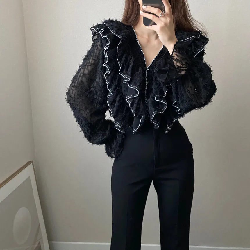Alien Kitty Streetwear Sexy Ruffles V-Neck Tassel Shirts 2021 Chic Elegance All Match Women OL Brief Female High Quality Tops
Alien Kitty Streetwear Sexy Ruffles V-Neck Tassel Shirts 2021 Chic Elegance All Match Women OL Brief Female High Quality Tops
