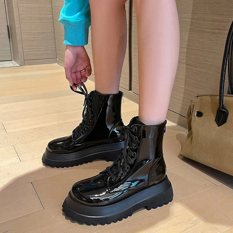 Thick Sole Leisure Big Toe Winter Warm Fur Short Boots Platform Shoes Genuine Leather Lace Up High Heel Women Ankle Boots
Thick Sole Leisure Big Toe Winter Warm Fur Short Boots Platform Shoes Genuine Leather Lace Up High Heel Women Ankle Boots