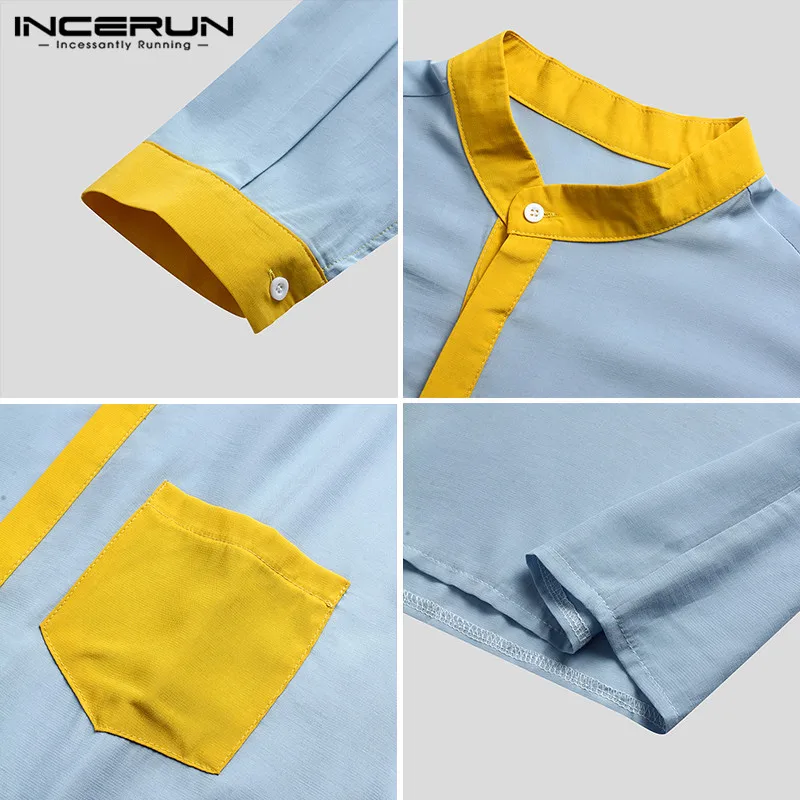Casual Men Patchwork Shirt Brand Stand Collar Long Sleeve Loose Tops Fashion Button Up Streetwear Leisure Camisas INCERUN S-3XL
Casual Men Patchwork Shirt Brand Stand Collar Long Sleeve Loose Tops Fashion Button Up Streetwear Leisure Camisas INCERUN S-3XL