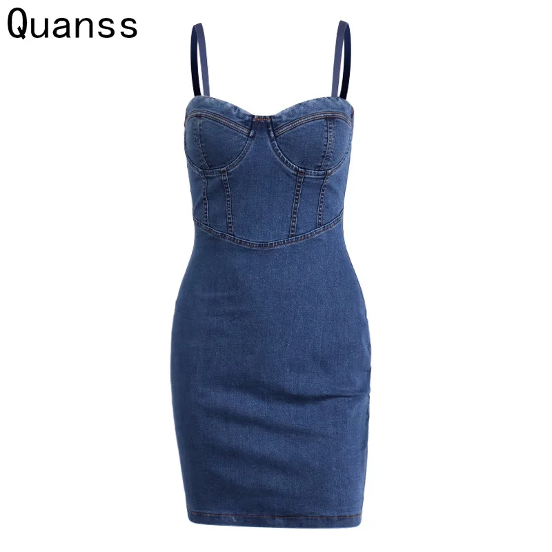 Quanss Summer Fashion Underwire Push Up Removable Strap Strapless Denim Dress 2021 Women Off Shoulder Sexy Bodycon Short Dresses
Quanss Summer Fashion Underwire Push Up Removable Strap Strapless Denim Dress 2021 Women Off Shoulder Sexy Bodycon Short Dresses