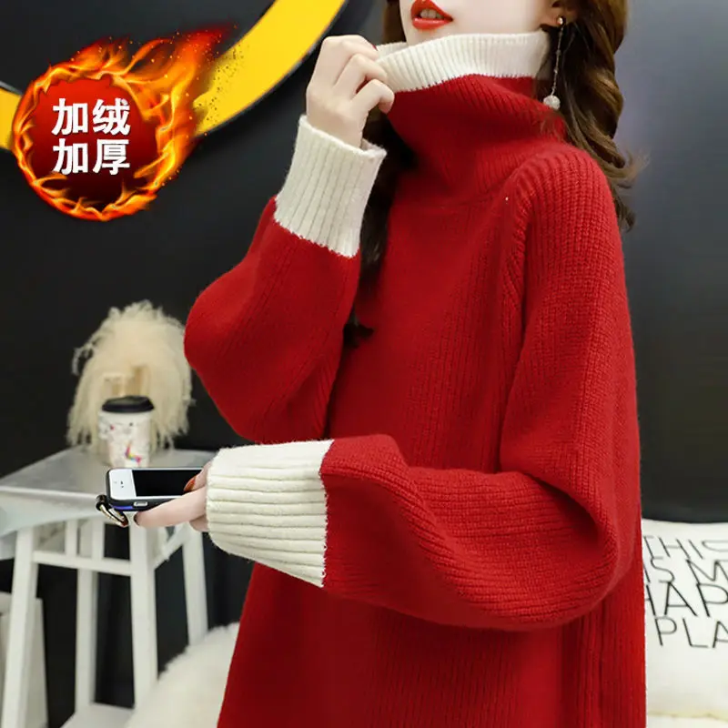 Woman Sweaters Thickened high-necked thick loose-fitting top jacket autumn/winter 2020 new model Femme Chandails Pull Hiver
Woman Sweaters Thickened high-necked thick loose-fitting top jacket autumn/winter 2020 new model Femme Chandails Pull Hiver