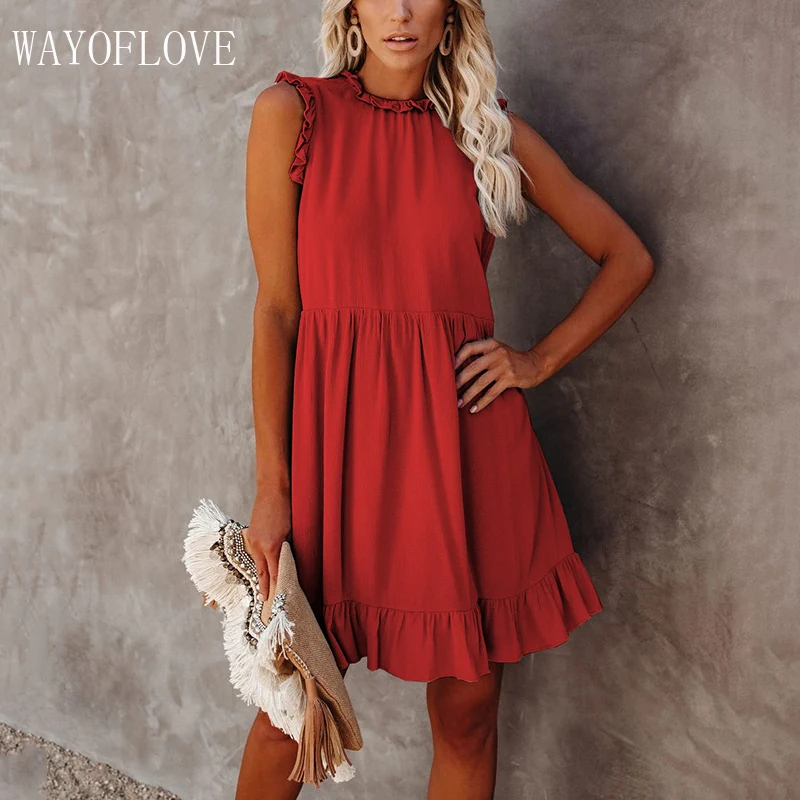 WAYOFLOVE Solid Red Summer Dress Sexy Vintage Slim Elegant Ruffle Sleeveless Dresses Woman Party Vestidos Princess Women's Dress
WAYOFLOVE Solid Red Summer Dress Sexy Vintage Slim Elegant Ruffle Sleeveless Dresses Woman Party Vestidos Princess Women's Dress