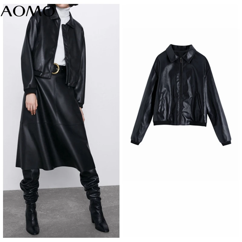 AOMO Women Black Faux Leather Jacket Coat Zipper Ladies Long Sleeve Loose Oversize Boy Friend Coat BE10A
AOMO Women Black Faux Leather Jacket Coat Zipper Ladies Long Sleeve Loose Oversize Boy Friend Coat BE10A