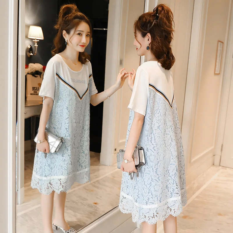 Летняя одежда для беременных женщин кружевные Модные топы мам 2019New Style модные