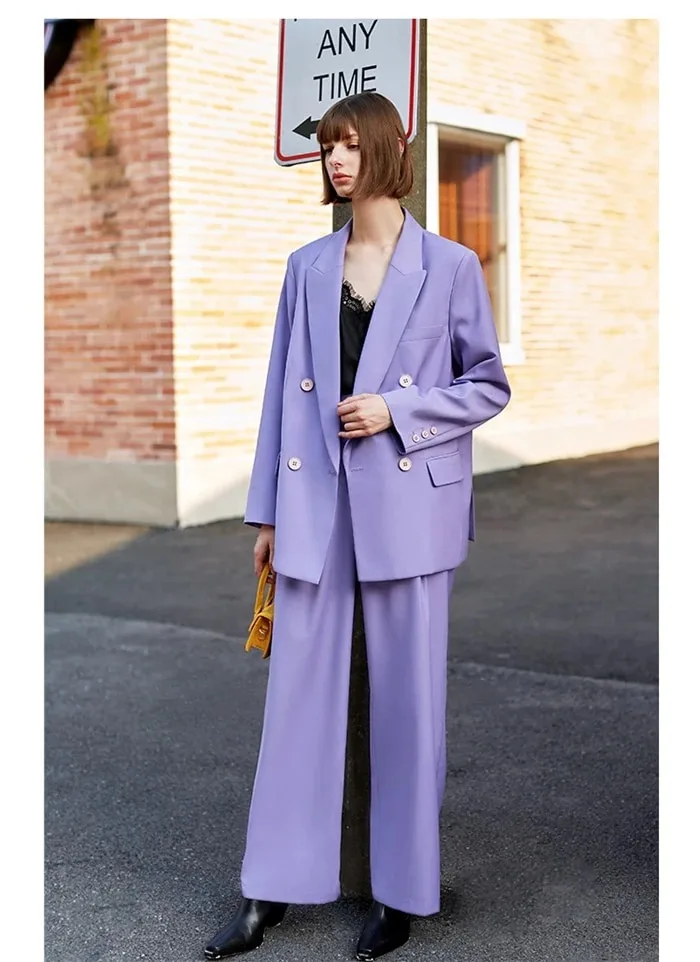 Classic Peaked Lapel Women Suits Double Breasted Blazer Wide Leg Pants 2 Pieces Sets Casual Daily Young Girl Wear
Classic Peaked Lapel Women Suits Double Breasted Blazer Wide Leg Pants 2 Pieces Sets Casual Daily Young Girl Wear