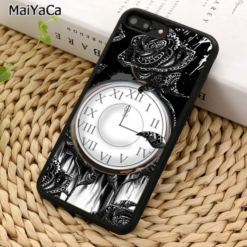 Карманные часы MaiYaCa с черной розой готический чехол для телефона iPhone X XR XS 11 12 Pro MAX 5