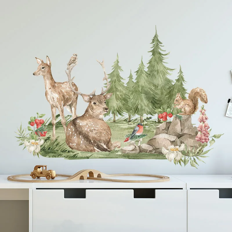 Cartoon Jungle Animals Deer Wall Stickers for Kids Rooms Boys Room Decoration Forest Wallpaper Poster Vinyl Nordic Home Decor
Cartoon Jungle Animals Deer Wall Stickers for Kids Rooms Boys Room Decoration Forest Wallpaper Poster Vinyl Nordic Home Decor