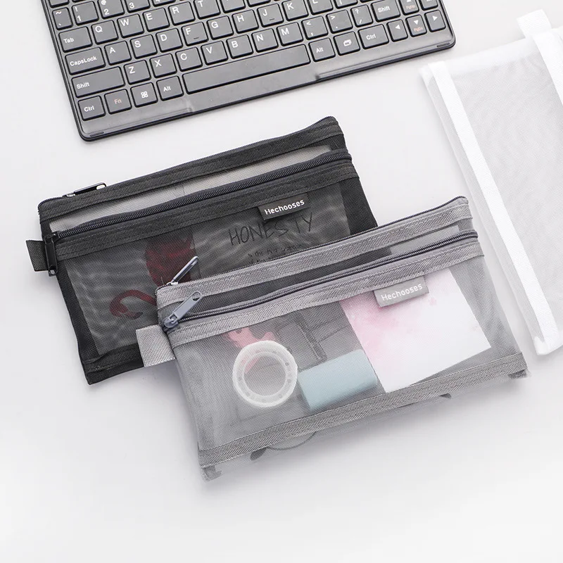 Pencil case simple transparent creative stationery makeup Japanese and Korean style exams essential double-layer mesh storage
Pencil case simple transparent creative stationery makeup Japanese and Korean style exams essential double-layer mesh storage