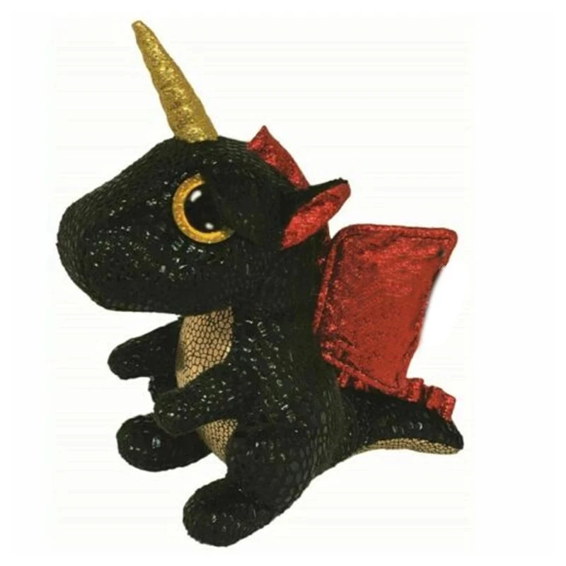 

New 6"15CM Ty Beanie Boos Pea Big Eyes Black Grindal Dragon Velvet Animal Doll Toy Collectible Child Birthday Christmas Gift