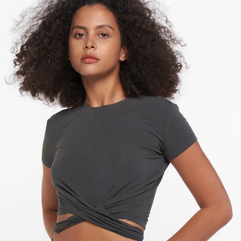 Bandage Hem Design Gym Sport Crop Tops Women Anti-sweat Dance Yoga Cropped T-shirts Quick dry Athletic Short Sleeve Shirts
Bandage Hem Design Gym Sport Crop Tops Women Anti-sweat Dance Yoga Cropped T-shirts Quick dry Athletic Short Sleeve Shirts