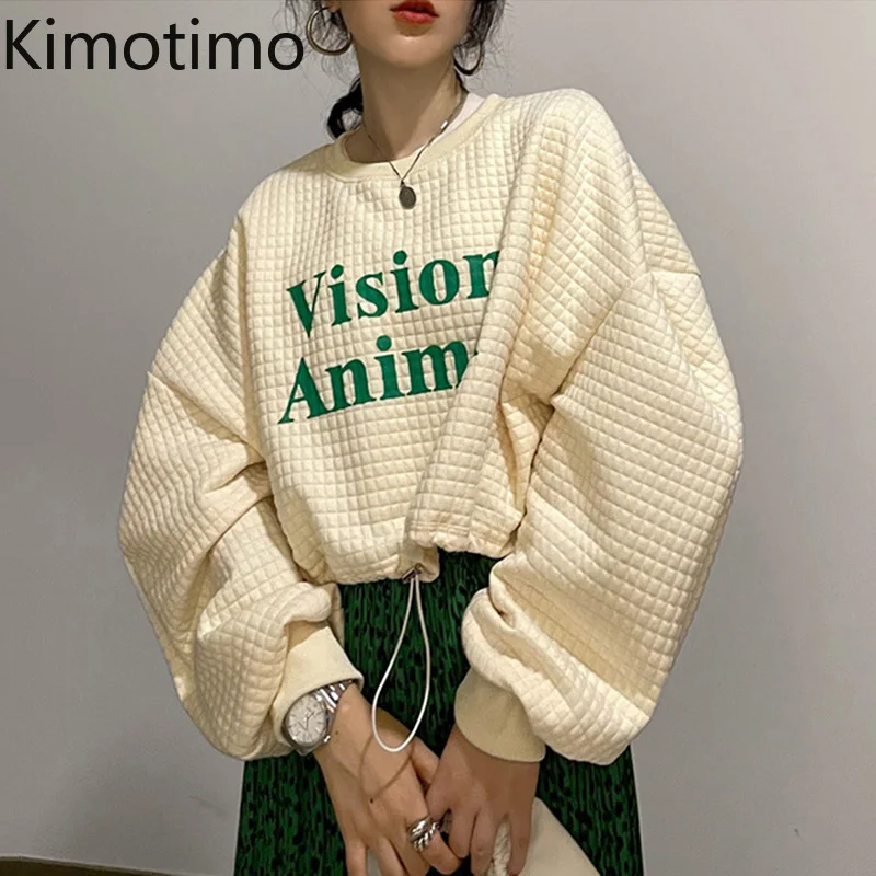 Женские толстовки Kimotimo с буквенным принтом, Корейская шикарная свободная Короткая Толстовка с круглым вырезом, осенние модные топы на шнур... 
Женские толстовки Kimotimo с буквенным принтом, Корейская шикарная свободная Короткая Толстовка с круглым вырезом, осенние модные топы на шнур...