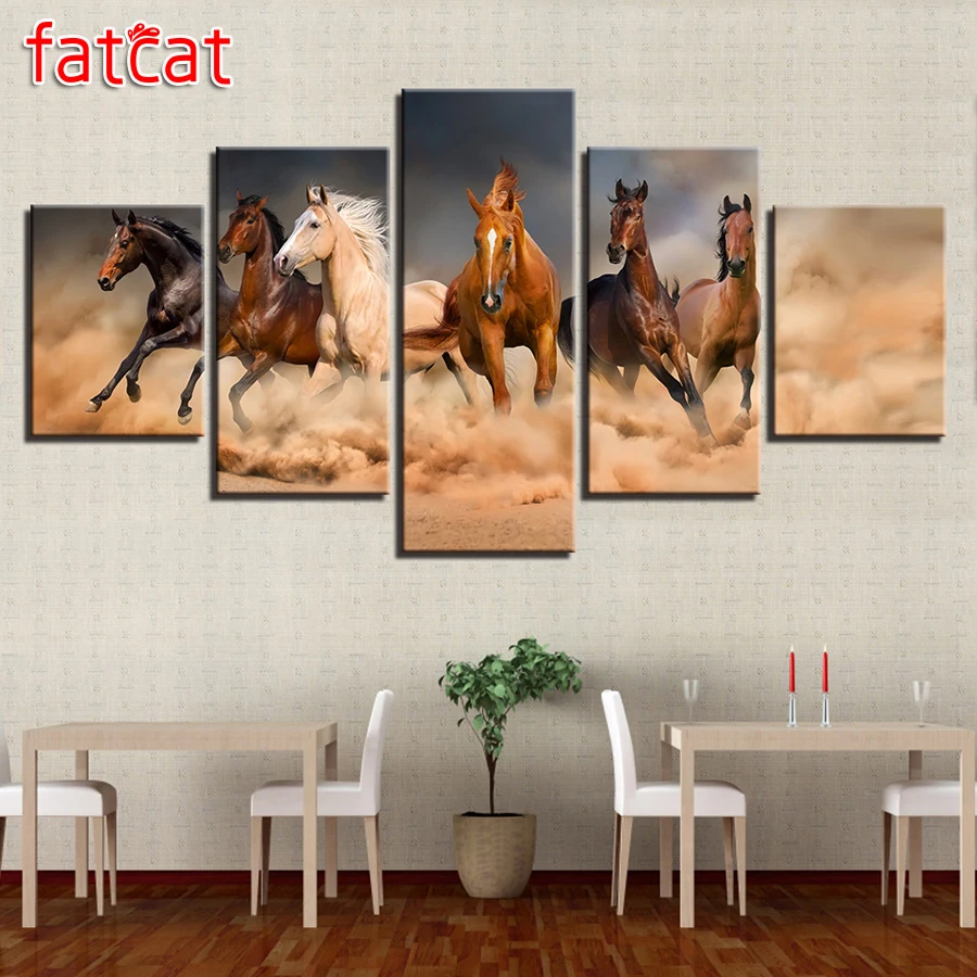 FATCAT 5D Diy Diamond Painting 5 Panel Animal Horses Needlework Decorative full Square Round Diamond Embroidery Sale AE750
FATCAT 5D Diy Diamond Painting 5 Panel Animal Horses Needlework Decorative full Square Round Diamond Embroidery Sale AE750