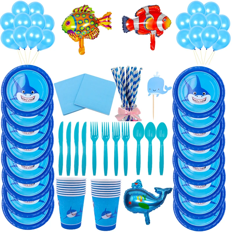 Blue Cartoon Shark Theme Disposable Tableware Set Paper Napkins Cup Plate Baby Shower Happy Birthday Party Decorations Supplies
Blue Cartoon Shark Theme Disposable Tableware Set Paper Napkins Cup Plate Baby Shower Happy Birthday Party Decorations Supplies