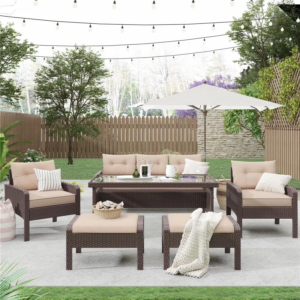 Outdoor Sofa Set For Garden 6 Piece Patio Furniture Rattan Home Furniture Rattan Bakyard Furniture Modern Set
Outdoor Sofa Set For Garden 6 Piece Patio Furniture Rattan Home Furniture Rattan Bakyard Furniture Modern Set