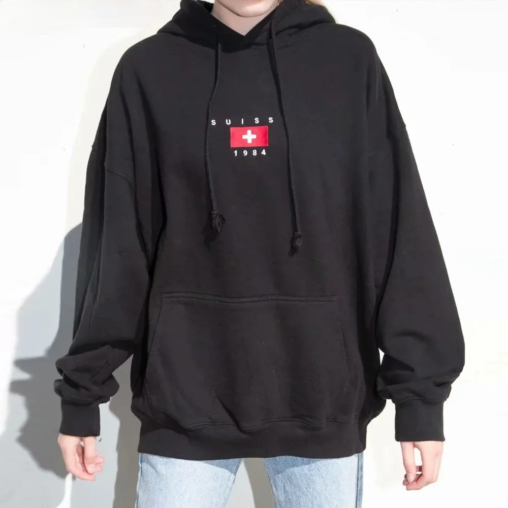 Oversized Cotton Hoodie Autumn Winter Women Hoodie Ultimate Embroidery Swiss flag Hooded Sweatshirt
Oversized Cotton Hoodie Autumn Winter Women Hoodie Ultimate Embroidery Swiss flag Hooded Sweatshirt