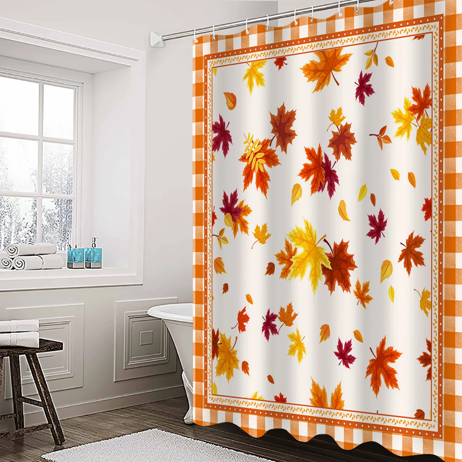 Autumn Maple Leaf Orange Lattice Shower Curtain Waterproof Polyester Fabric Shower Curtains Home Decoration Curtain with Hook
Autumn Maple Leaf Orange Lattice Shower Curtain Waterproof Polyester Fabric Shower Curtains Home Decoration Curtain with Hook