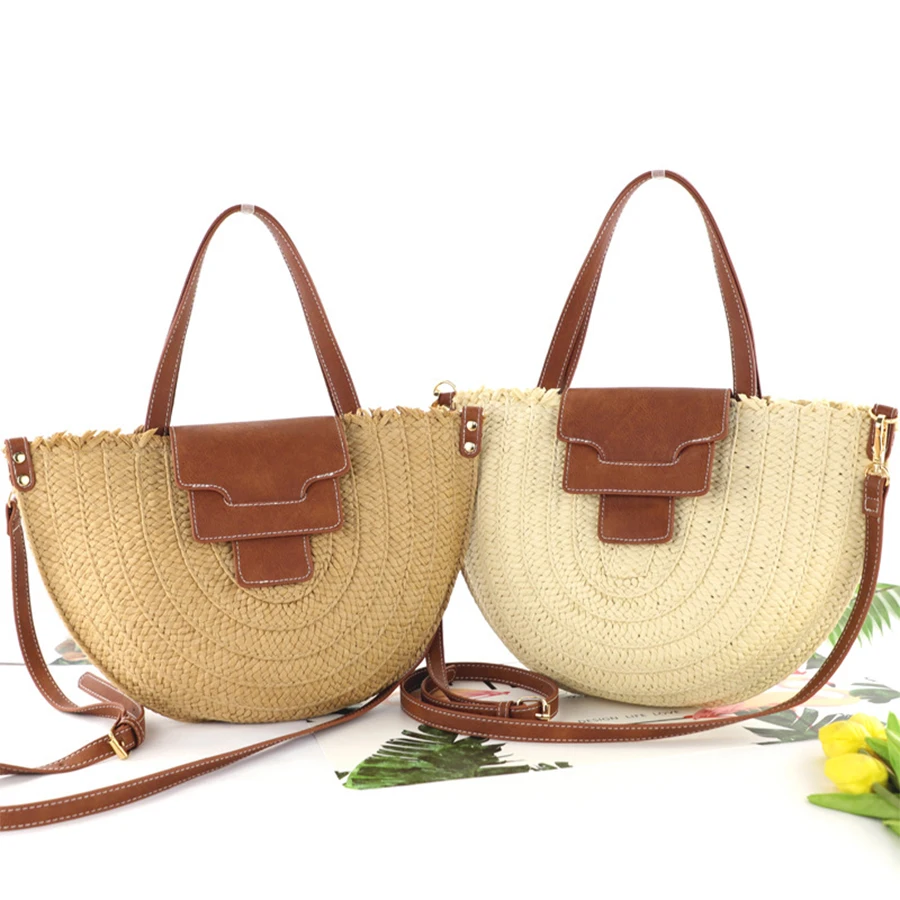 New Semi-Circular Paper Woven Women Straw Bag PU Leather Handbag Crossbody Shoulder Bag Bohemian Summer Female Beach Travel Bag
New Semi-Circular Paper Woven Women Straw Bag PU Leather Handbag Crossbody Shoulder Bag Bohemian Summer Female Beach Travel Bag
