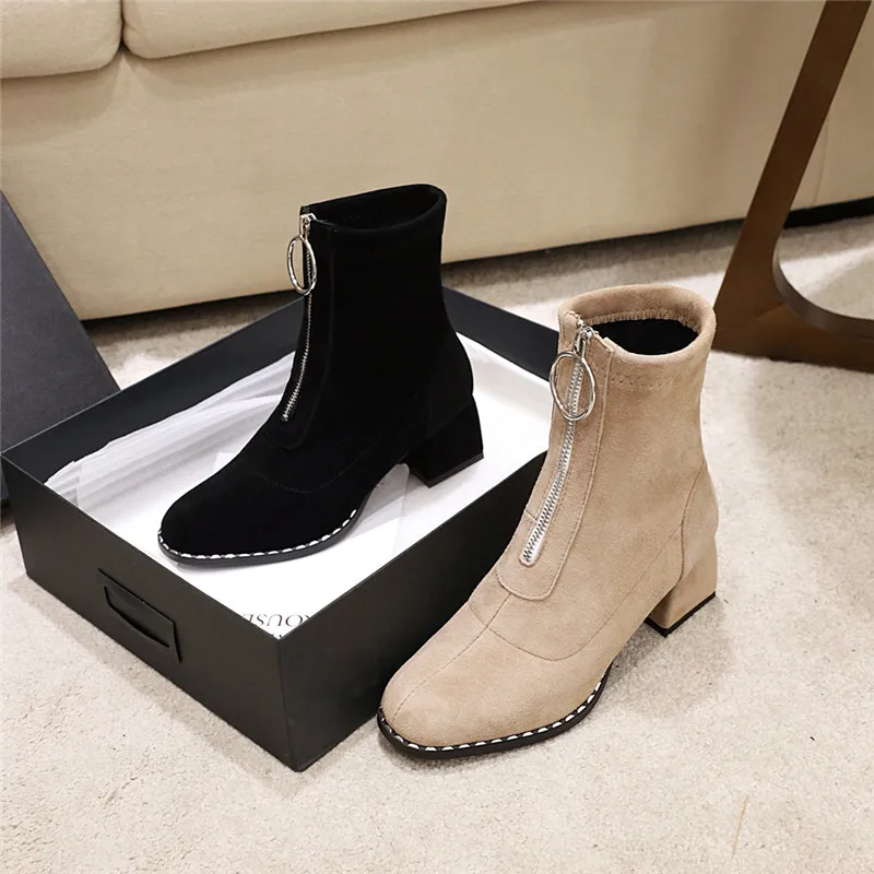 MStacchi Classics Ankle Boots For Women Genuine Leather Suede Round Toe Front Zipper Low Heel Shoes Nwe Style Botas Feminina 
MStacchi Classics Ankle Boots For Women Genuine Leather Suede Round Toe Front Zipper Low Heel Shoes Nwe Style Botas Feminina