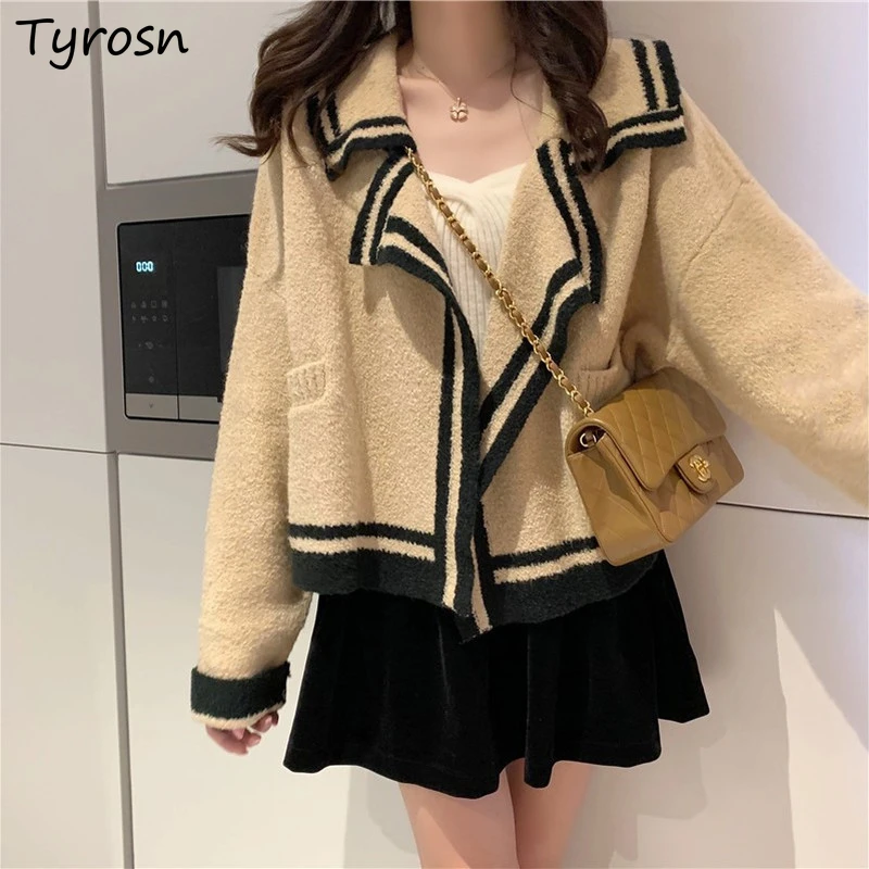 Women Sets Cropped Wool Coats Mini Skirt 2Pcs Long Sleeve Velour Black Skirts A-line Patchwork Notched Vintage Ulzzang Sweet Ins
Women Sets Cropped Wool Coats Mini Skirt 2Pcs Long Sleeve Velour Black Skirts A-line Patchwork Notched Vintage Ulzzang Sweet Ins