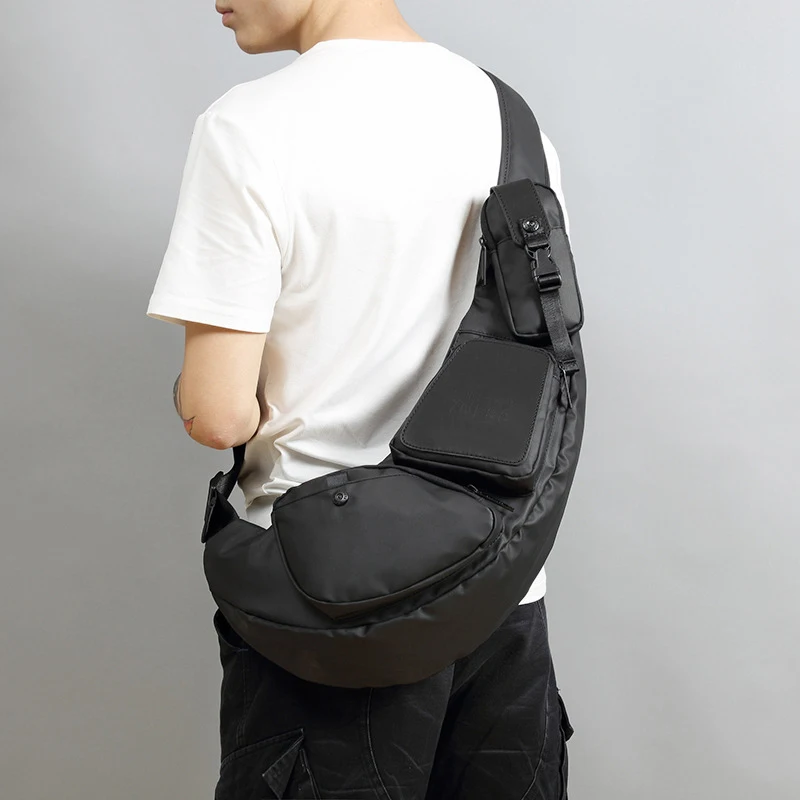 Men's Chest Bags Black Cool Crescent Shoulder Bags Fashion Young Boy's Messenger Bags Large Capacity Durable Chest Packs (1903)
Men's Chest Bags Black Cool Crescent Shoulder Bags Fashion Young Boy's Messenger Bags Large Capacity Durable Chest Packs (1903)
