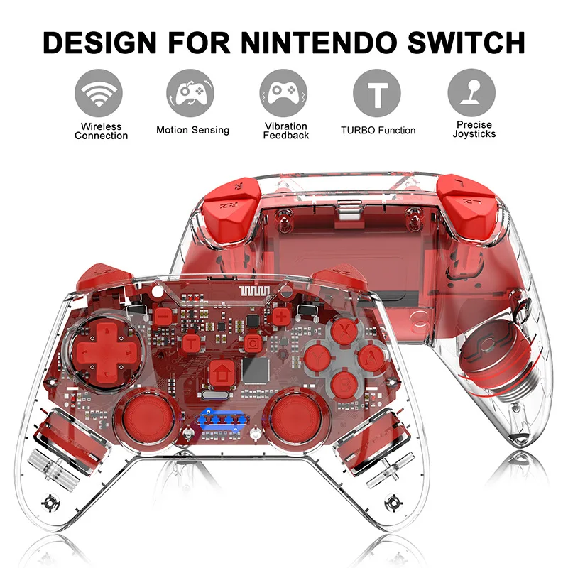 For Switch NS Pro Wireless Vibration Somatosensory Gamepads For Switch Lite Transparent Bluetooth Game Controller
For Switch NS Pro Wireless Vibration Somatosensory Gamepads For Switch Lite Transparent Bluetooth Game Controller