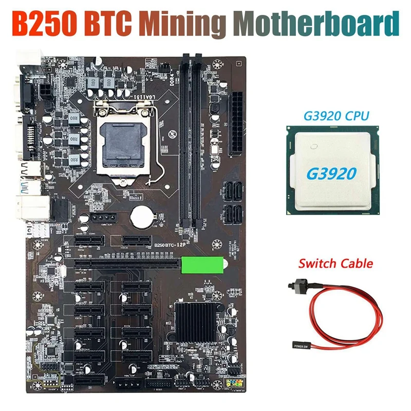 Оригинальная материнская плата для майнинга BTC с ЦП G3920 или G3930 + кабель переключения 12x, слот для графической карты LGA 1151 DDR4 SATA3.0 USB3.0 для
Оригинальная материнская плата для майнинга BTC с ЦП G3920 или G3930 + кабель переключения 12x, слот для графической карты LGA 1151 DDR4 SATA3.0 USB3.0 для