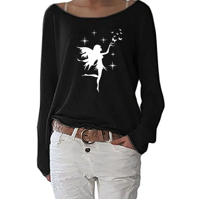 Fairy Butterfly print T Shirt Women Long Sleeve Funny Autumn Tshirt Streetwear Women Casual Clothes
Fairy Butterfly print T Shirt Women Long Sleeve Funny Autumn Tshirt Streetwear Women Casual Clothes