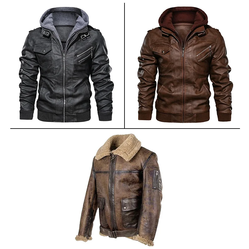 New Fashion Men Motorcycle PU Coat Autumn Winter Leather Jacket Fake Fur Collar Zipper Outerwear Male Clothing
New Fashion Men Motorcycle PU Coat Autumn Winter Leather Jacket Fake Fur Collar Zipper Outerwear Male Clothing