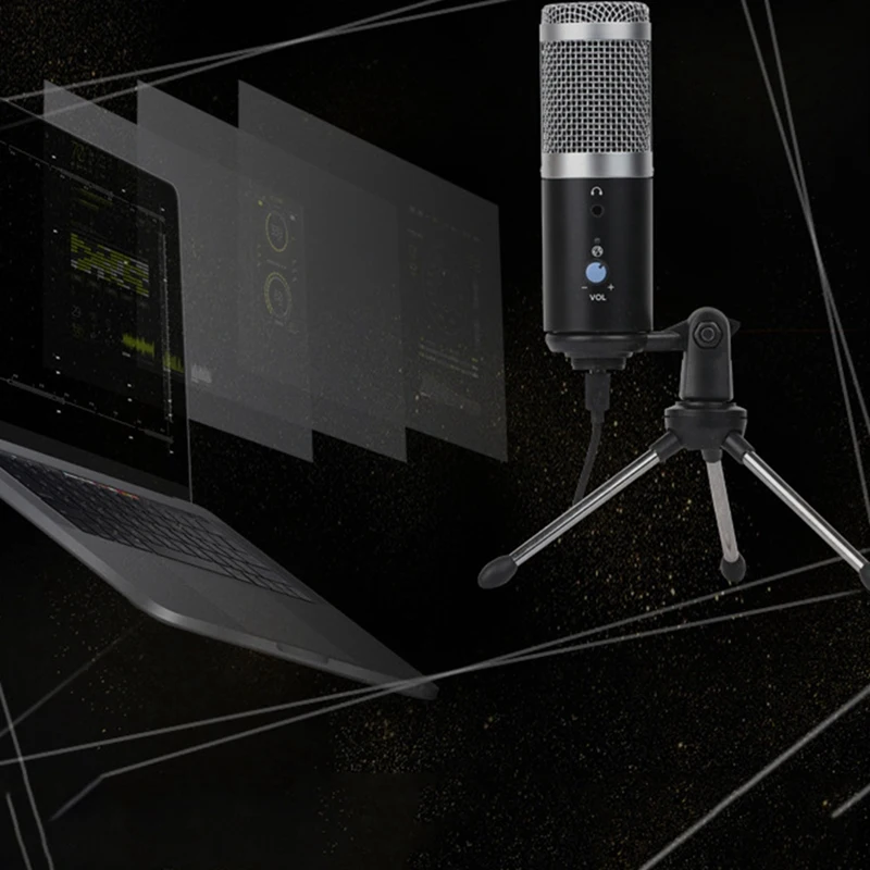Condenser Microphone Computer USB Port Microphone for Live Broadcast, Voice, Game, Microphone, Karaoke