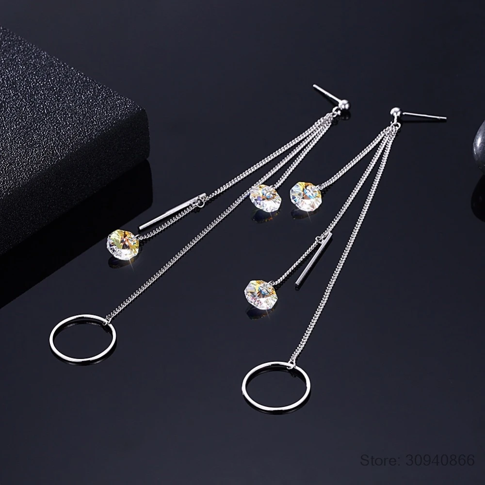 LEKANI Genuine Crystal Long Chain Tassel Drop Earrings S925 Sterling Silver Fine Jewelry For Women Party 2018
LEKANI Genuine Crystal Long Chain Tassel Drop Earrings S925 Sterling Silver Fine Jewelry For Women Party 2018