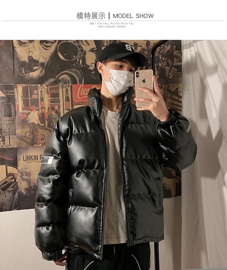 2021 Men's Winter New Jackets And Coats PU Artificial Leather Cotton Coat Men's Winter Black Stand-Up Collar Loose Thick Cotton
2021 Men's Winter New Jackets And Coats PU Artificial Leather Cotton Coat Men's Winter Black Stand-Up Collar Loose Thick Cotton