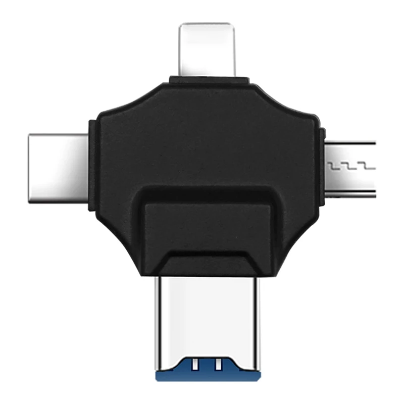 Type-C/Lighting/Micro/USB 4 in 1 Multi-Function Mobile Phone OTG Adapter Mobile Card Reader
Type-C/Lighting/Micro/USB 4 in 1 Multi-Function Mobile Phone OTG Adapter Mobile Card Reader