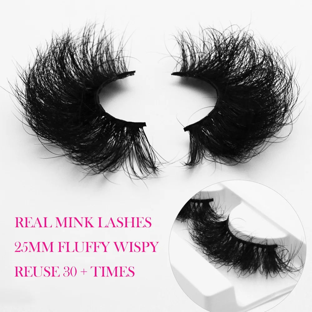 

Dramatic Fluffy Long Lashes Natural Wispy Mink 25mm False Eyelashes Messy Reusable Cruelty Free Eye Lash Wholesale Items Make Up