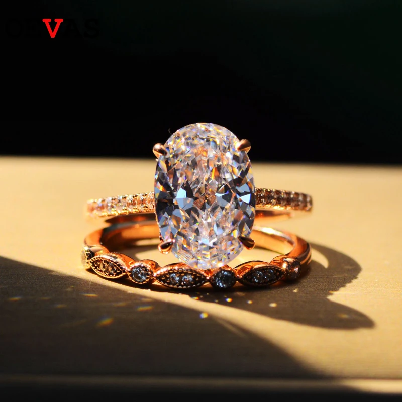 OEVAS Big Egg High Carbon Diamond Ring Set High quality 100% S925 Sterling Silver Sparkling Created Moissanite Wedding Jewelry
OEVAS Big Egg High Carbon Diamond Ring Set High quality 100% S925 Sterling Silver Sparkling Created Moissanite Wedding Jewelry