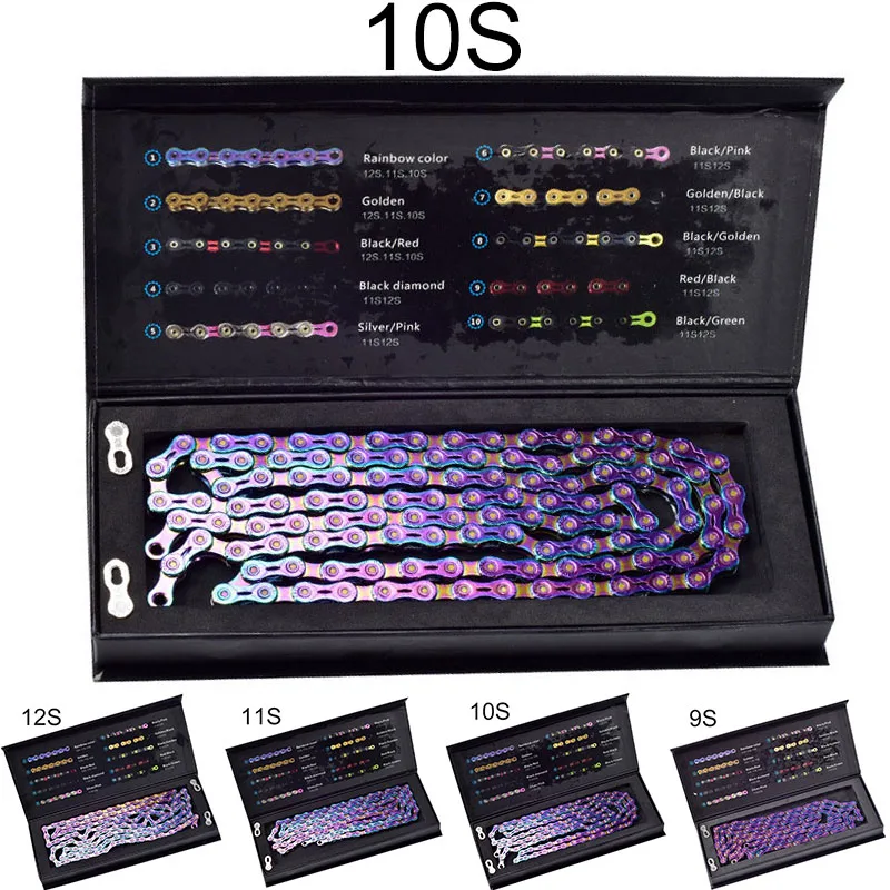 SUMC 9-10-11-12 Speed Semi-Hollow Chain Rainbow Chain 116-Links For Road MTB Bike Bicycle Cycling Coating Chain
SUMC 9-10-11-12 Speed Semi-Hollow Chain Rainbow Chain 116-Links For Road MTB Bike Bicycle Cycling Coating Chain