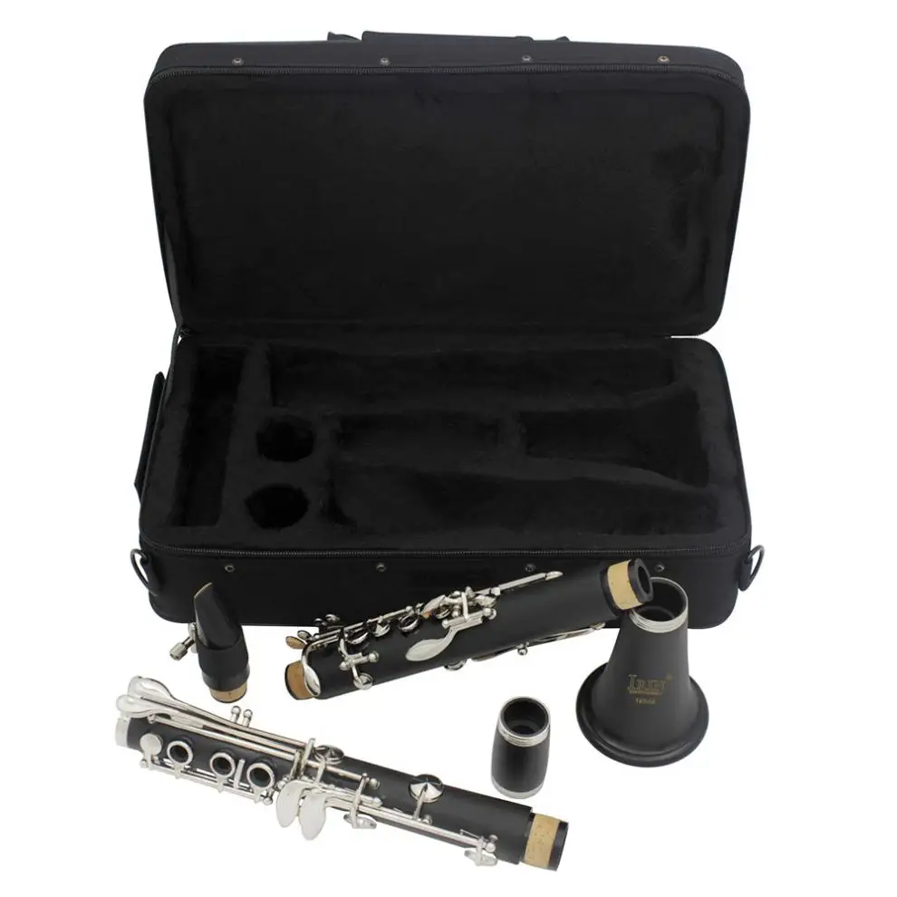 17 Key bB Flat Clarinet Bakelite Body Nickel Silver Plated Keys with Tube Cloth Screwdriver and Storage Box
17 Key bB Flat Clarinet Bakelite Body Nickel Silver Plated Keys with Tube Cloth Screwdriver and Storage Box